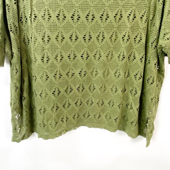 Old Navy Large Womens Green Open Net Fishernet Oversized Boat Neck Top - Picture 3 of 8